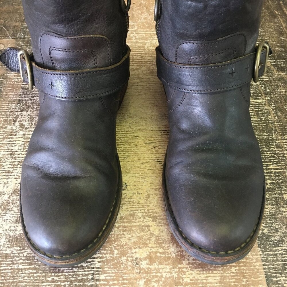 Fiorentini Baker Brown Side Zip Buckle Ankle Boots Womens EUR 35.5 US 5.5 - Picture 6 of 12